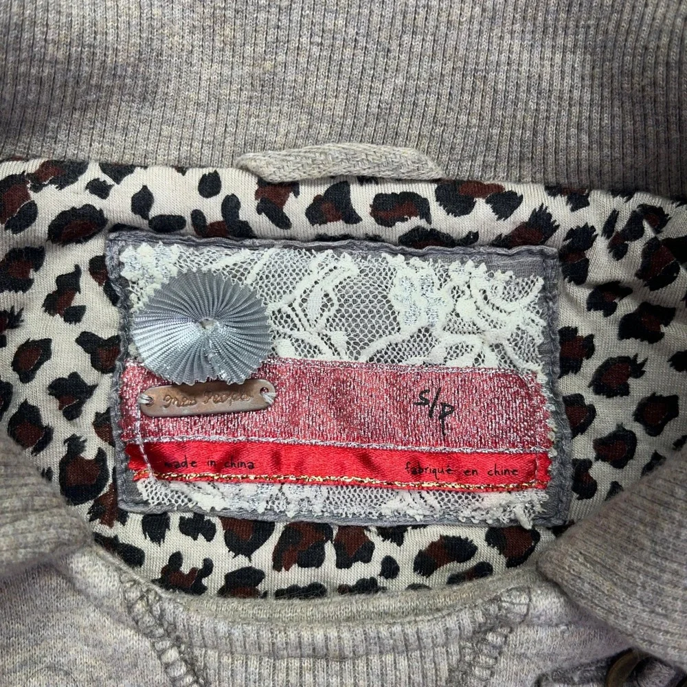 Free People Knit Jacket Cropped Button Up Beige Casual S/P Gorpcore Grunge‎
